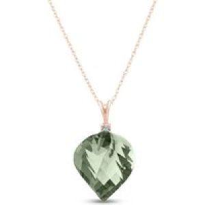 Green Amethyst & Diamond Salma Dimensional Abstract Pendant Necklace in 9ct Rose Gold
