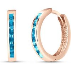 Blue Topaz Isabel Mosaic Huggie Earrings in 9ct Rose Gold