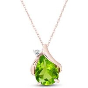 Peridot & Diamond Bethany Encased Pendant Necklace in 9ct Rose Gold