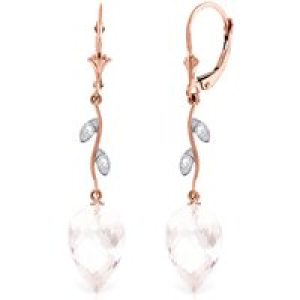 White Topaz & Diamond Vine Drop Earrings in 9ct Rose Gold