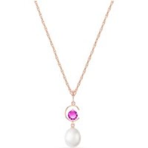 Pearl & Pink Topaz Ayla Belle Drop Pendant Necklace in 9ct Rose Gold
