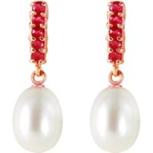 Pearl & Ruby Chelsea Embellished Stud Drop Earrings in 9ct Rose Gold