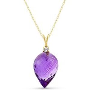 Amethyst & Diamond Gwen Dimensional Pendant Necklace in 9ct Gold