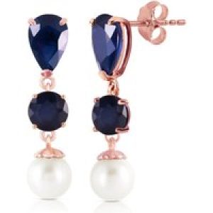 Sapphire & Pearl Marci Trio Drop Earrings in 9ct Rose Gold