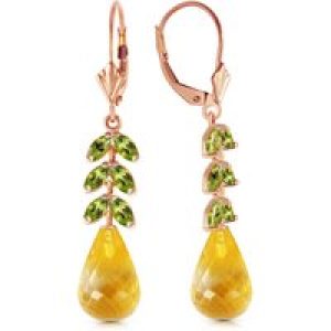 Citrine & Peridot Pescara Vintage Drop Earrings in 9ct Rose Gold