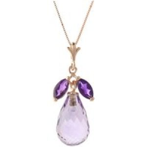 Amethyst Claudia Petal Drop Pendant Necklace in 9ct Rose Gold