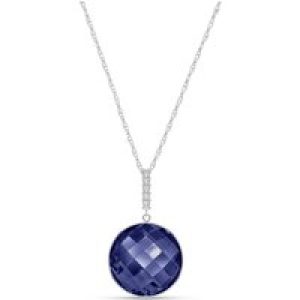 Sapphire & Diamond Blythe Embellished Pendant Necklace in 9ct White Gold