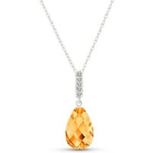 Citrine & Diamond Avery Embellished Drop Pendant Necklace in 9ct White Gold