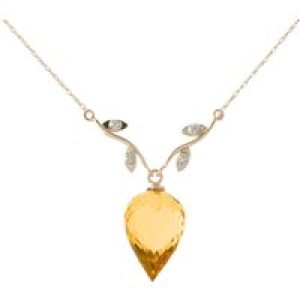 Citrine & Diamond Gwen Dimensional Vine Pendant Necklace in 9ct Rose Gold