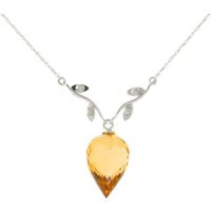 Citrine & Diamond Gwen Dimensional Vine Pendant Necklace in 9ct White Gold