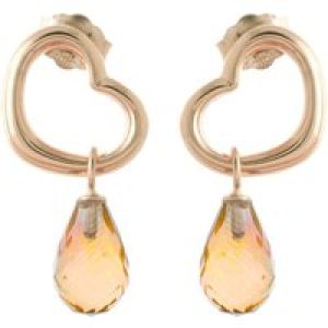 Citrine Marissa Heart Stud Drop Earrings in 9ct Rose Gold