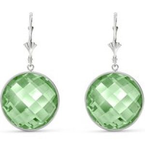 Green Amethyst Blythe Dimensional Drop Earrings in 9ct White Gold