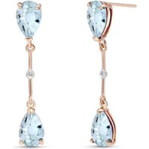 Aquamarine & Diamond Drop Earrings in 9ct Rose Gold