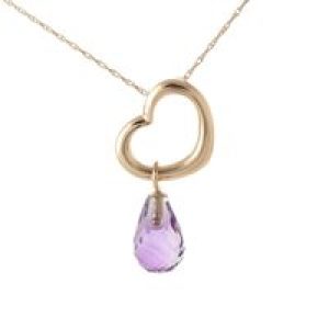 Amethyst Marissa Heart Drop Pendant Necklace in 9ct Rose Gold