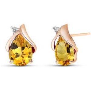 Citrine & Diamond Bethany Encased Stud Earrings in 9ct Rose Gold