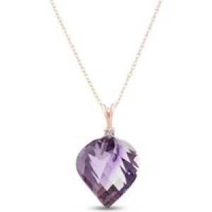 Amethyst & Diamond Salma Dimensional Abstract Pendant Necklace in 9ct Rose Gold