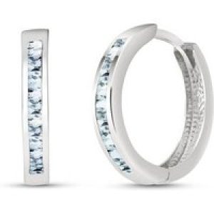 Aquamarine Isabel Mosaic Huggie Earrings in 9ct White Gold