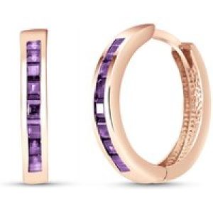 Amethyst Isabel Mosaic Huggie Earrings in 9ct Rose Gold