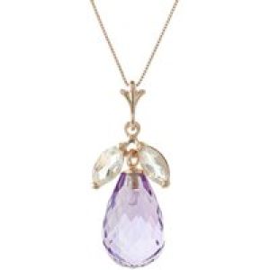 Amethyst & White Topaz Claudia Petal Drop Pendant Necklace in 9ct Rose Gold