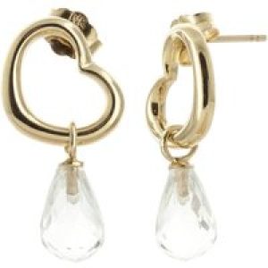 White Topaz Marissa Heart Stud Drop Earrings in 9ct Gold