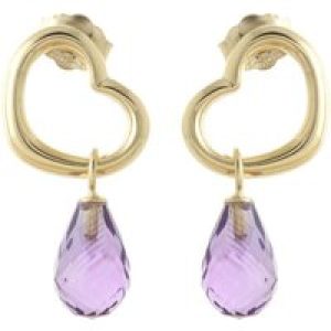 Amethyst Marissa Heart Stud Drop Earrings in 9ct Gold