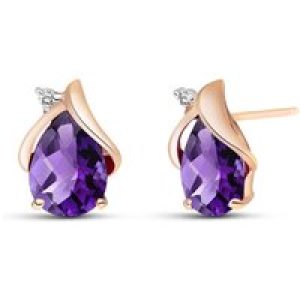 Amethyst & Diamond Bethany Encased Stud Earrings in 9ct Rose Gold