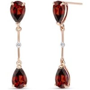 Garnet & Diamond Drop Earrings in 9ct Rose Gold
