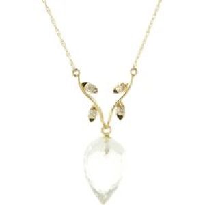 White Topaz & Diamond Gwen Dimensional Vine Pendant Necklace in 9ct Gold