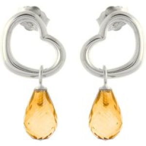 Citrine Marissa Heart Stud Drop Earrings in 9ct White Gold