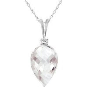 White Topaz & Diamond Gwen Dimensional Pendant Necklace in 9ct White Gold
