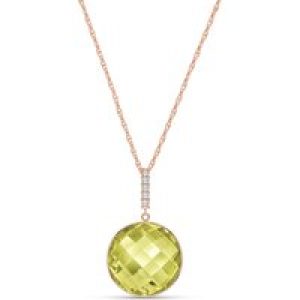 Lemon Quartz & Diamond Blythe Embellished Pendant Necklace in 9ct Rose Gold