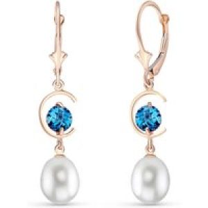 Pearl & Blue Topaz Ayla Belle Drop Earrings in 9ct Rose Gold