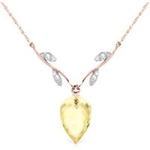 Lemon Quartz & Diamond Gwen Dimensional Vine Pendant Necklace in 9ct Rose Gold