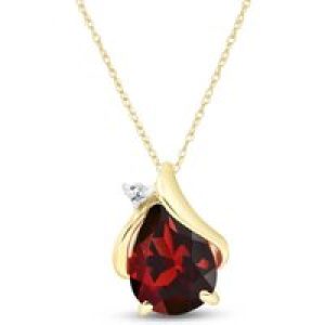 Garnet & Diamond Bethany Encased Pendant Necklace in 9ct Gold