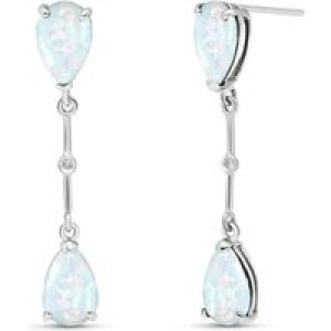 Opal & Diamond Drop Earrings in 9ct White Gold