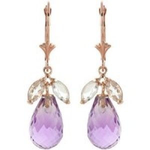 White Topaz & Amethyst Claudia Petal Drop Earrings in 9ct Rose Gold