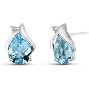 Blue Topaz & Diamond Bethany Encased Stud Earrings in 9ct White Gold