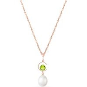 Pearl & Peridot Ayla Belle Drop Pendant Necklace in 9ct Rose Gold