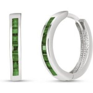 Green Sapphire Isabel Mosaic Huggie Earrings in 9ct White Gold