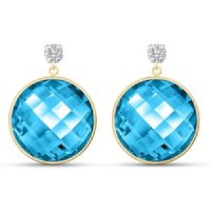 Blue Topaz & Diamond Blythe Dimensional Stud Drop Earrings in 9ct Gold