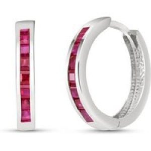 Ruby Isabel Mosaic Huggie Earrings in 9ct White Gold