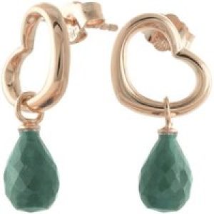 Emerald Marissa Heart Stud Drop Earrings in 9ct Rose Gold
