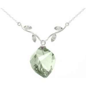 Green Amethyst & Diamond Salma Dimensional Vine Pendant Necklace in 9ct White Gold