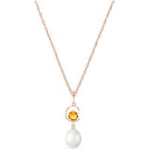 Pearl & Citrine Ayla Belle Drop Pendant Necklace in 9ct Rose Gold