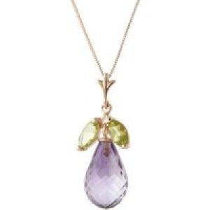 Amethyst & Peridot Claudia Petal Drop Pendant Necklace in 9ct Rose Gold