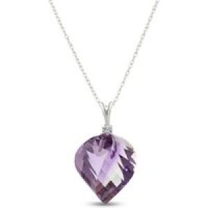 Amethyst & Diamond Salma Dimensional Abstract Pendant Necklace in 9ct White Gold