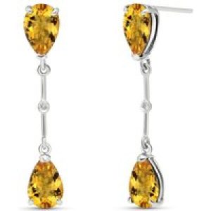 Citrine & Diamond Drop Earrings in 9ct White Gold
