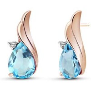 Blue Topaz & Diamond Veronica Stud Earrings in 9ct Rose Gold