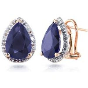 Sapphire & Diamond Cerise Halo Stud Earrings in 9ct Rose Gold