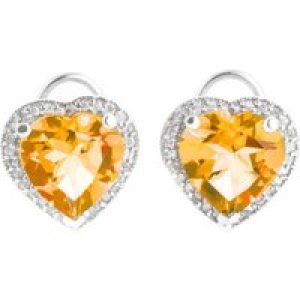 Citrine & Diamond Eleanor Halo Stud Earrings in 9ct White Gold